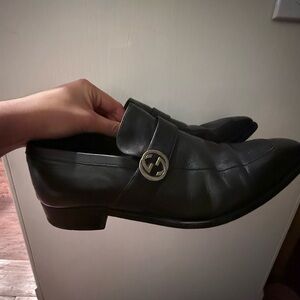 Gucci Black Leather Slip-On Loafers